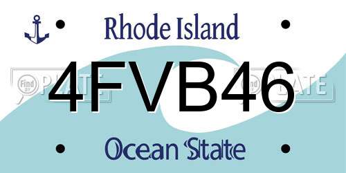 4FVB46 Rhode Island License Plate