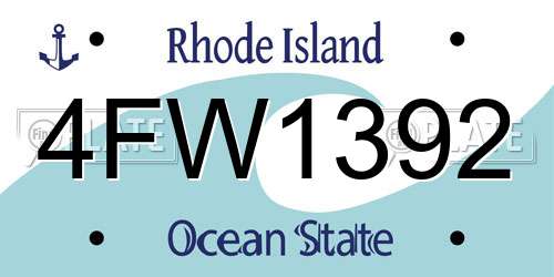 4FW1392 Rhode Island License Plate