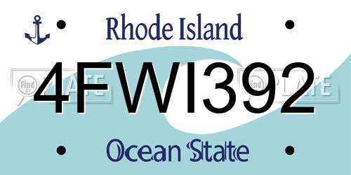 4FWI392 Rhode Island License Plate