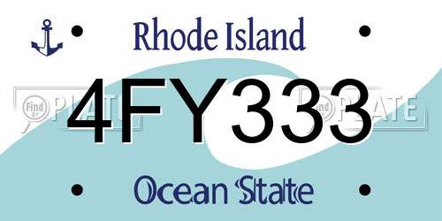 4FY333 Rhode Island License Plate