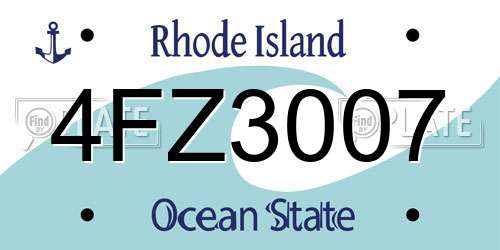 4FZ3007 Rhode Island License Plate