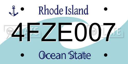 4FZE007 Rhode Island License Plate