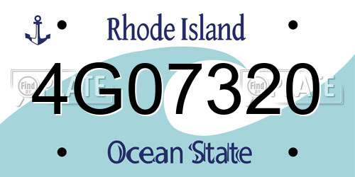 4G07320 Rhode Island License Plate
