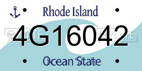 4G16042 Rhode Island License Plate