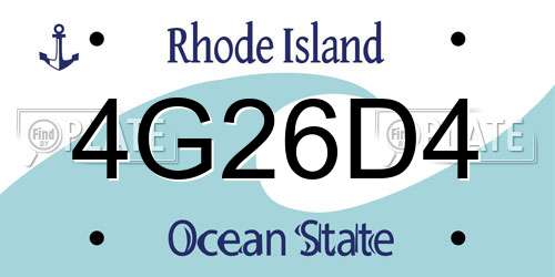 4G26D4 Rhode Island License Plate