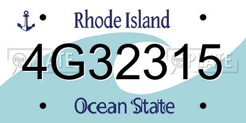 4G32315 Rhode Island License Plate