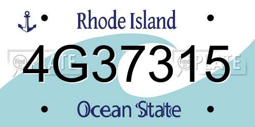 4G37315 Rhode Island License Plate