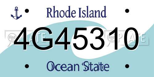 4G45310 Rhode Island License Plate