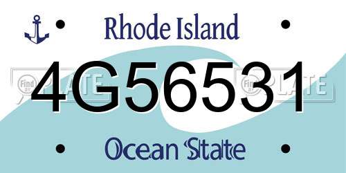 4G56531 Rhode Island License Plate