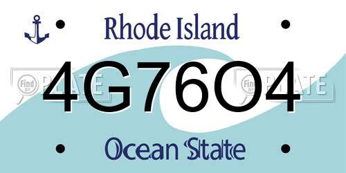 4G76O4 Rhode Island License Plate