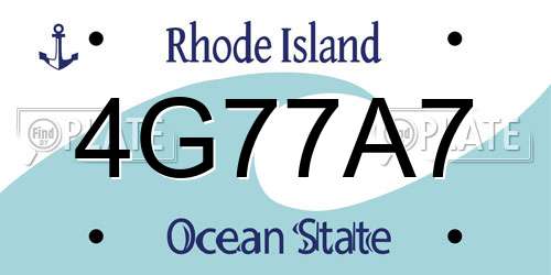 4G77A7 Rhode Island License Plate