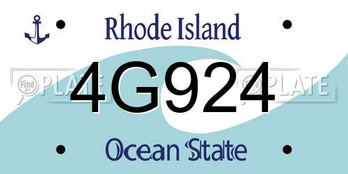 4G924 Rhode Island License Plate