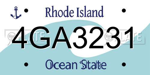 4GA3231 Rhode Island License Plate
