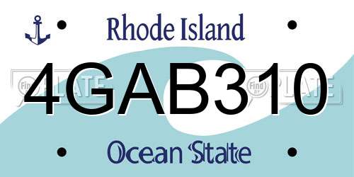 4GAB310 Rhode Island License Plate
