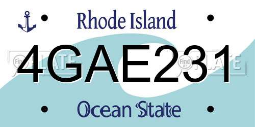 4GAE231 Rhode Island License Plate