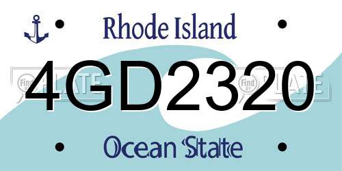 4GD2320 Rhode Island License Plate