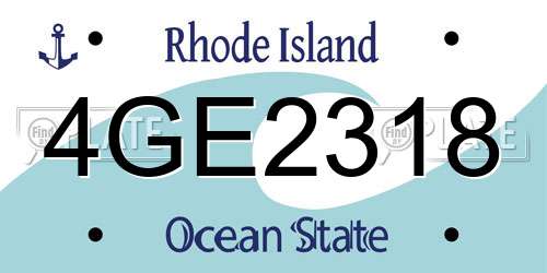 4GE2318 Rhode Island License Plate