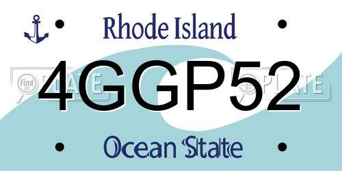 4GGP52 Rhode Island License Plate