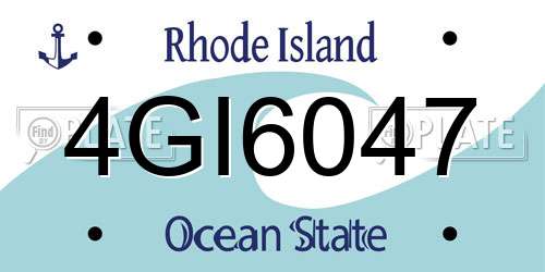 4GI6047 Rhode Island License Plate