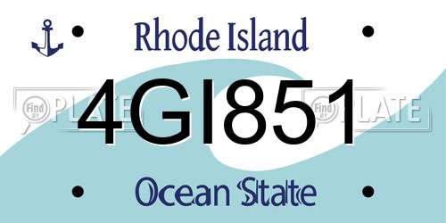 4GI851 Rhode Island License Plate