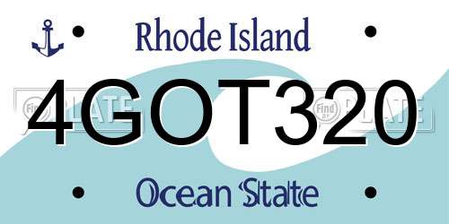 4GOT320 Rhode Island License Plate