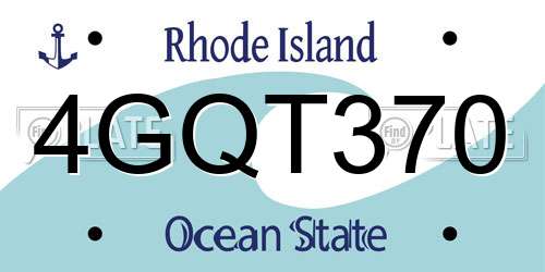 4GQT370 Rhode Island License Plate