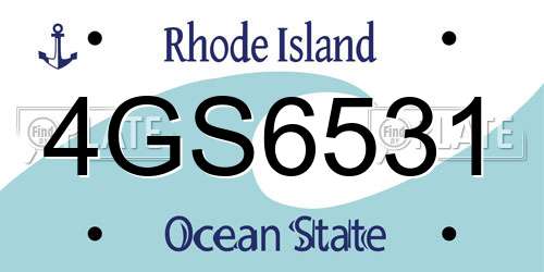 4GS6531 Rhode Island License Plate