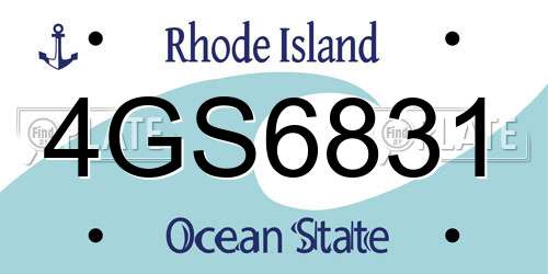 4GS6831 Rhode Island License Plate
