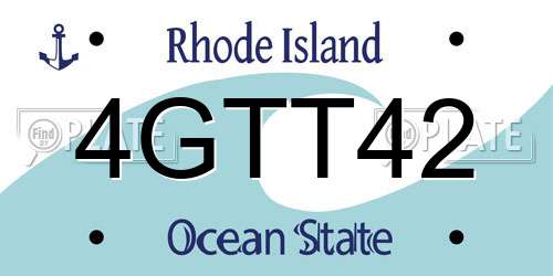 4GTT42 Rhode Island License Plate
