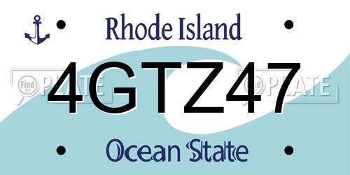 4GTZ47 Rhode Island License Plate