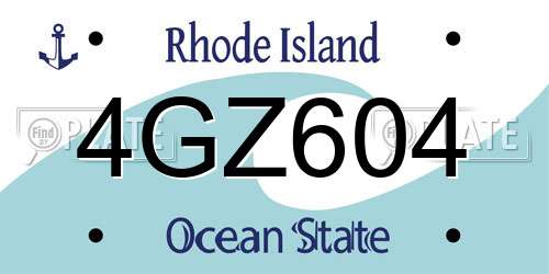 4GZ604 Rhode Island License Plate