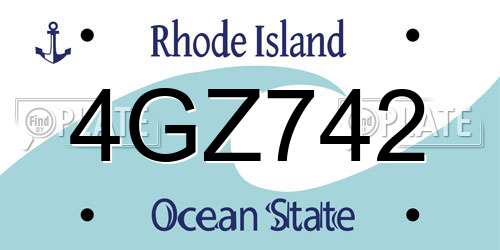 4GZ742 Rhode Island License Plate