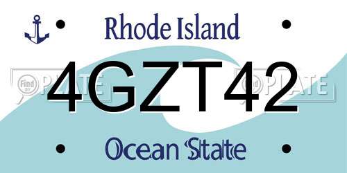 4GZT42 Rhode Island License Plate