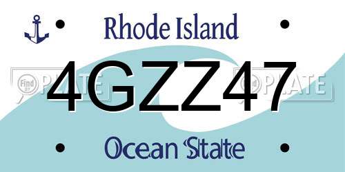 4GZZ47 Rhode Island License Plate