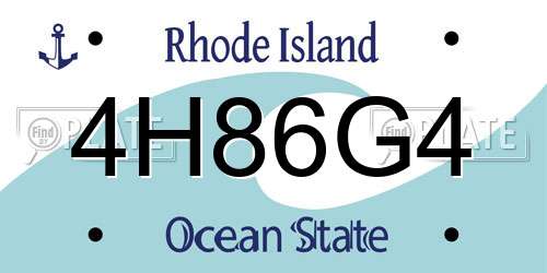 4H86G4 Rhode Island License Plate