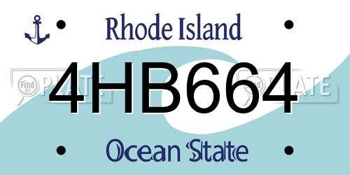 4HB664 Rhode Island License Plate
