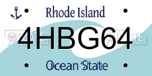 4HBG64 Rhode Island License Plate