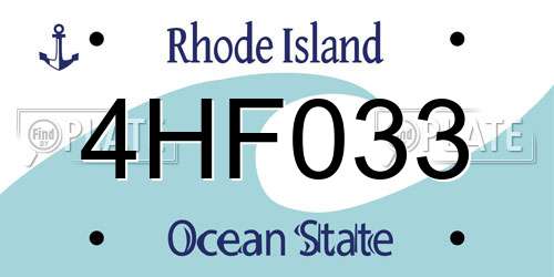 4HF033 Rhode Island License Plate