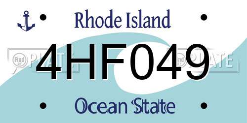 4HF049 Rhode Island License Plate