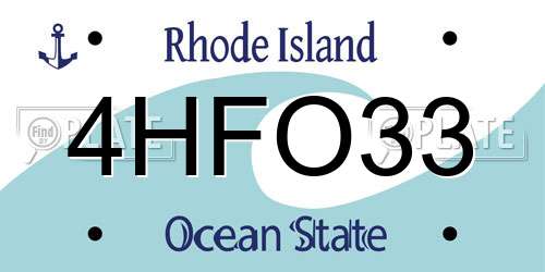 4HFO33 Rhode Island License Plate