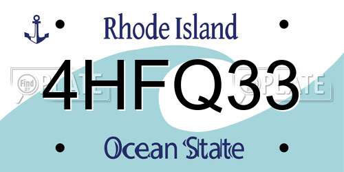 4HFQ33 Rhode Island License Plate