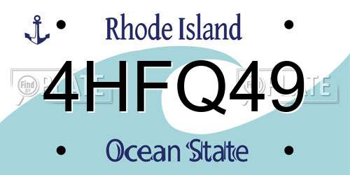 4HFQ49 Rhode Island License Plate