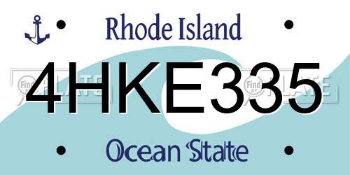 4HKE335 Rhode Island License Plate