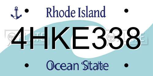 4HKE338 Rhode Island License Plate