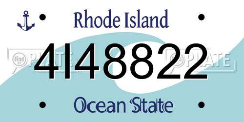 4I48822 Rhode Island License Plate