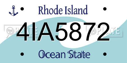 4IA5872 Rhode Island License Plate