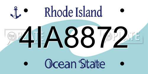 4IA8872 Rhode Island License Plate