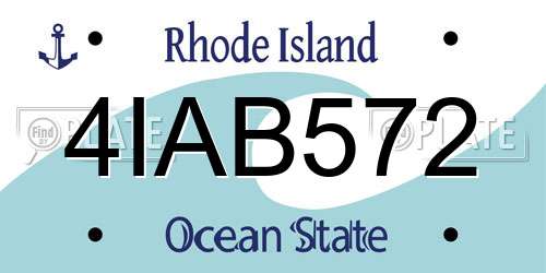 4IAB572 Rhode Island License Plate