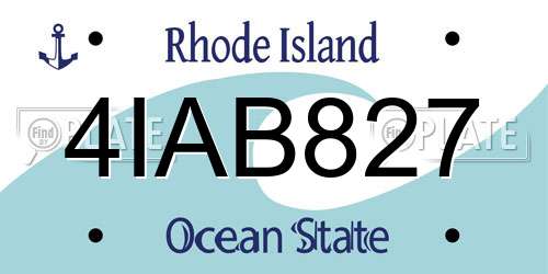 4IAB827 Rhode Island License Plate