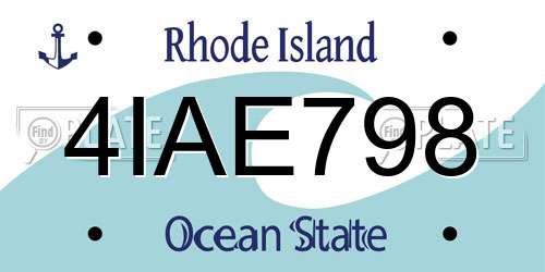 4IAE798 Rhode Island License Plate